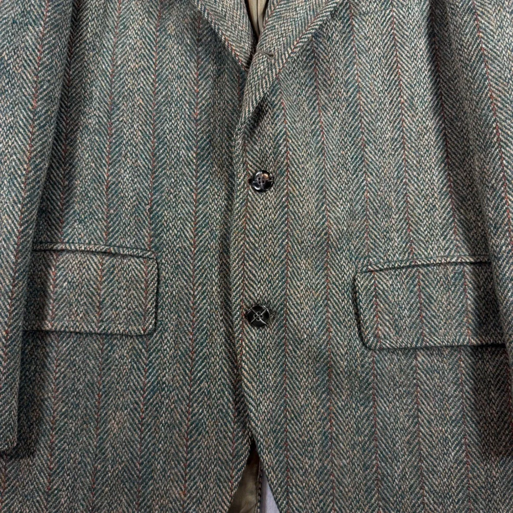 Palm Beach Harris Tweed Blazer Mens Brown Good Herringbone Wool Sport Coat